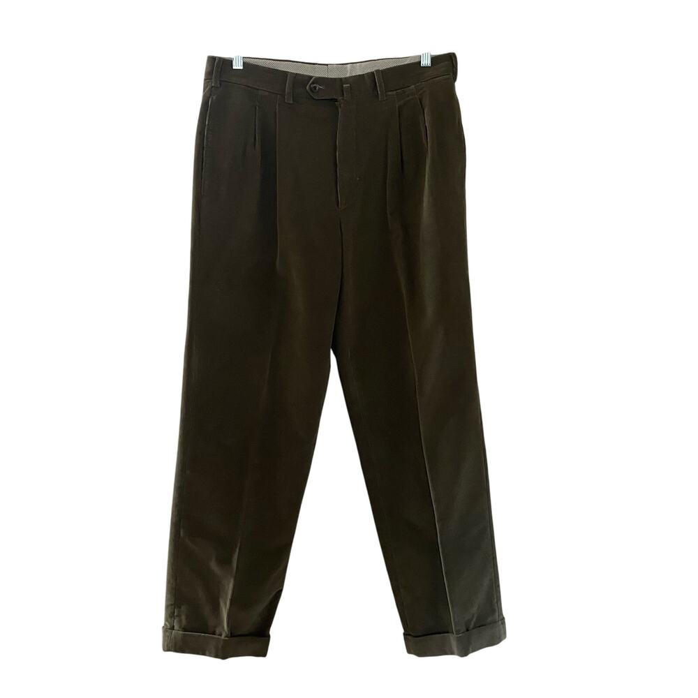 Loro Piana Pantaflat cotton corduroy slim pants in Green/Brown  sz 48 US 33